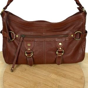 Via Spiga Erica Shoulder Bag – Style 35326 – Cigar Brown Pebbled Leather